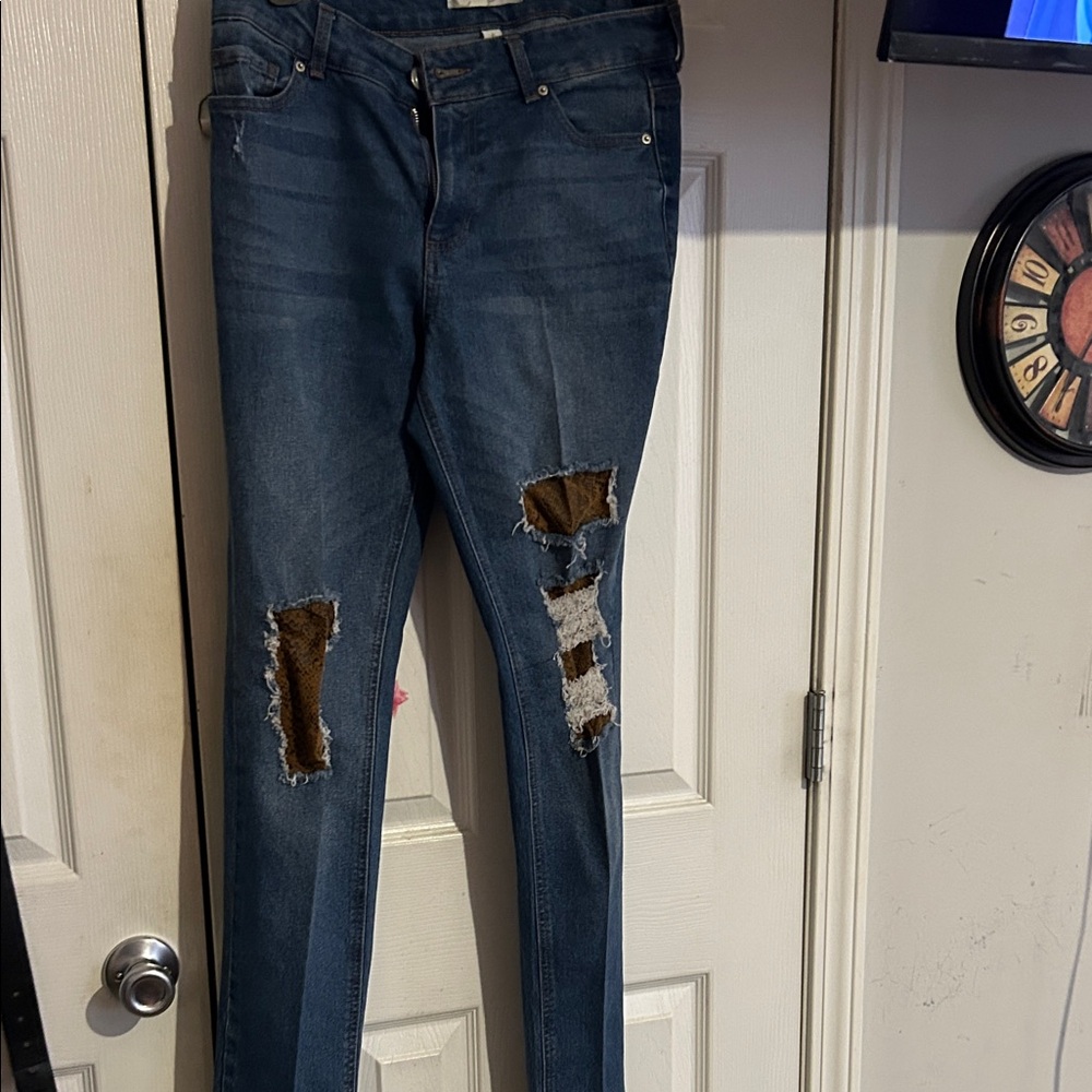 Cato Blue Distressed Skinny Jeans